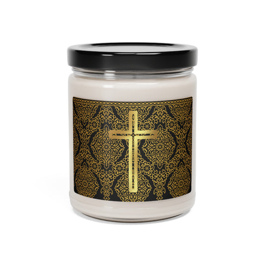 Black Scented Soy Prayer Candle, 9oz