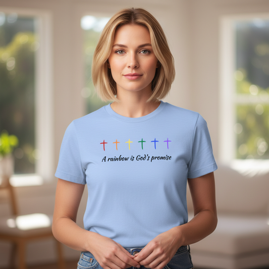 A Rainbow is God's Promise Christian Women's T-Shirt Hero Image