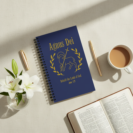 Agnus Dei Notebook Flat Lay