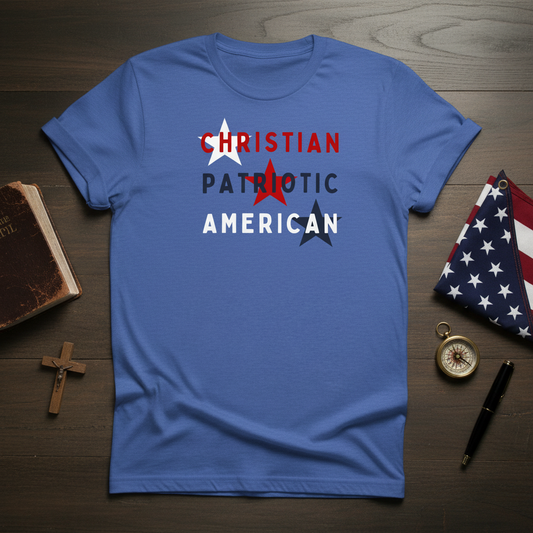 Christian Patriotic American Unisex T-Shirt Styled Flat Lay