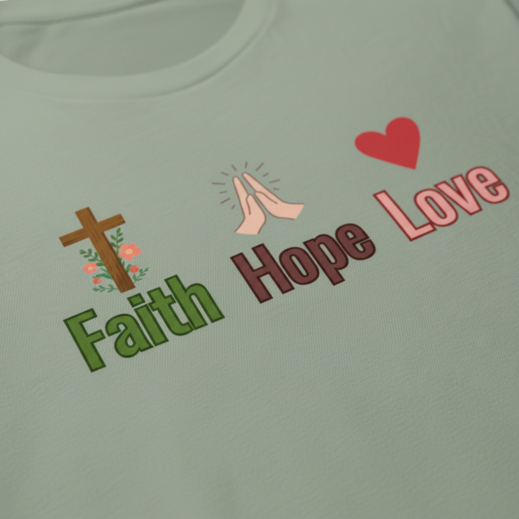 Closeup of Faith Hope Love design