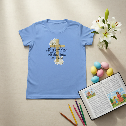 He is Not Here Youth Flat Lay - Corrected