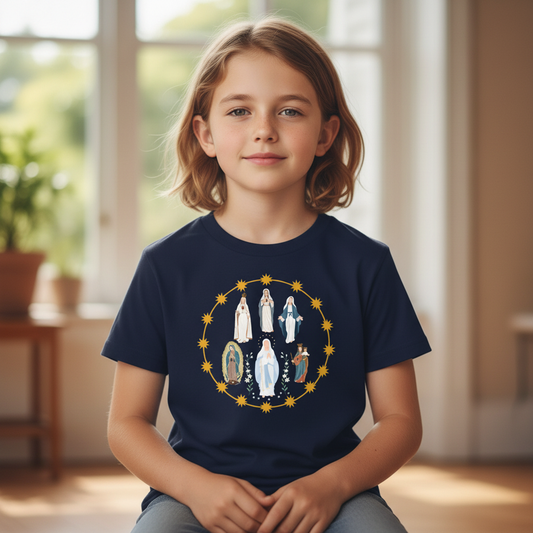 Marian Devotion Catholic Youth T-Shirt Hero Image