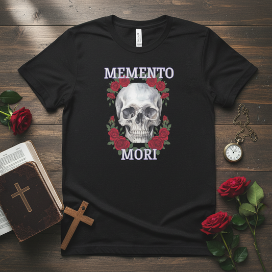 Memento Mori with Roses T-Shirt Styled Flat Lay