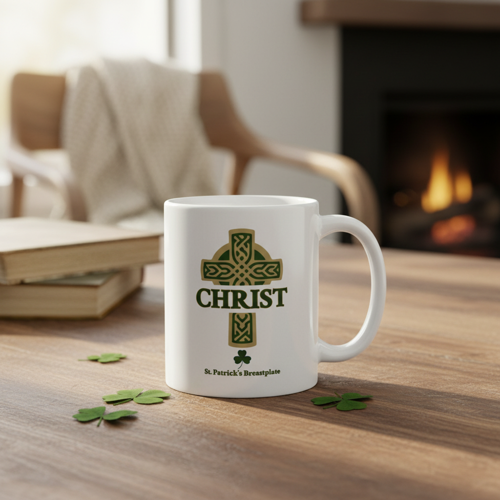 Mug on table - Celtic cross side