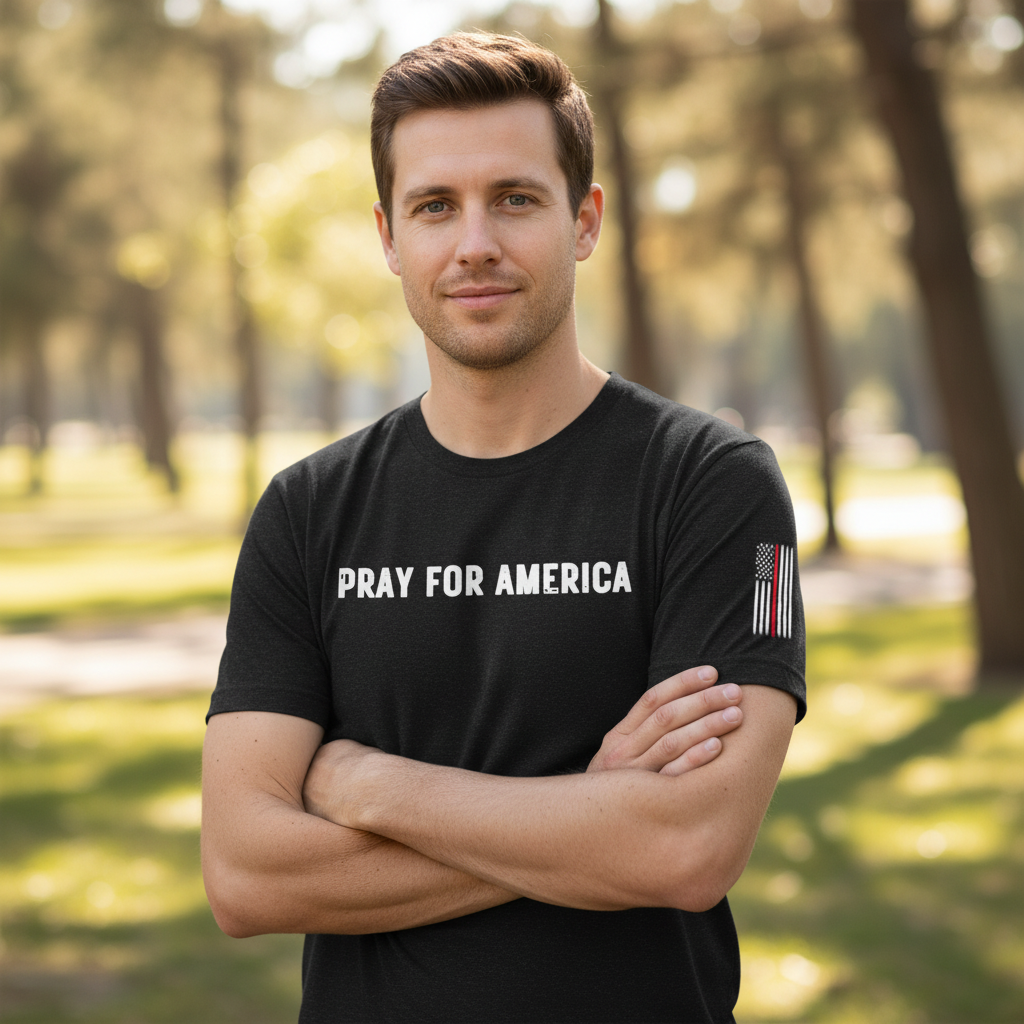 Pray for America Christian Patriotic T-Shirt Hero Image