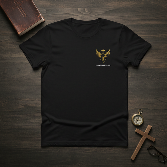 Pray with Marcus T-Shirt Front Styled Flat Lay