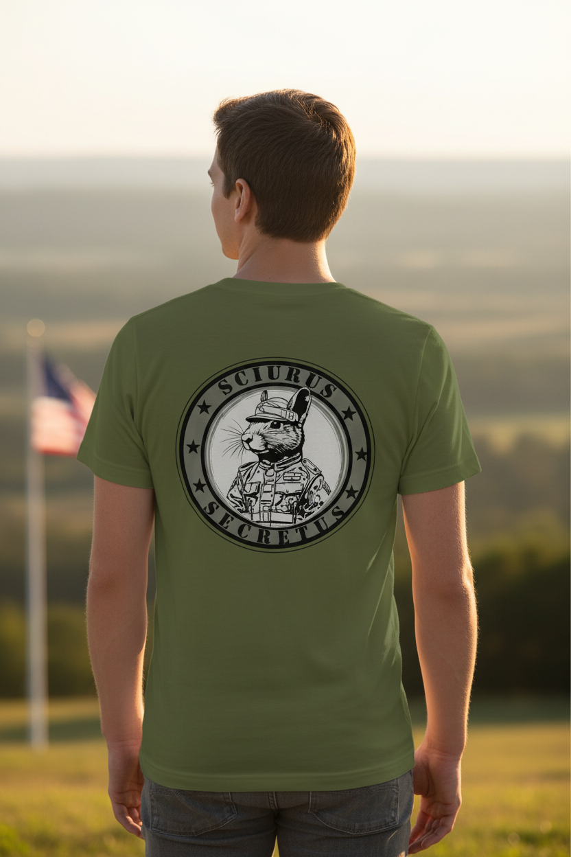 Secret Squirrel back lifestyle shot showing squirrel design