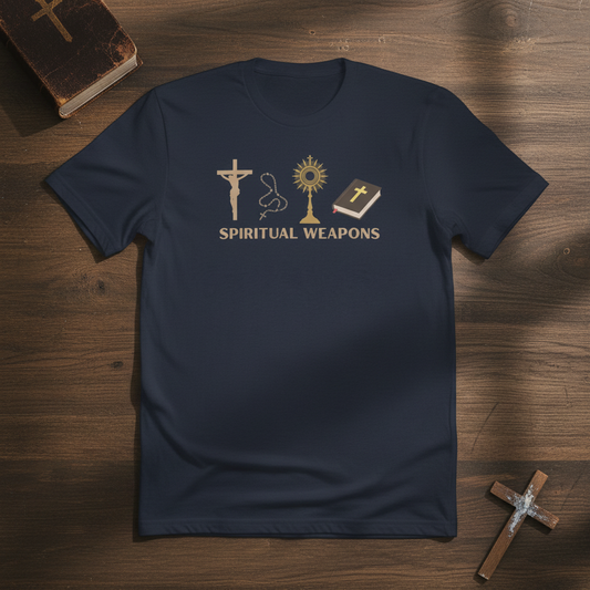 Spiritual Weapons Unisex T-Shirt Styled Flat Lay - Revised