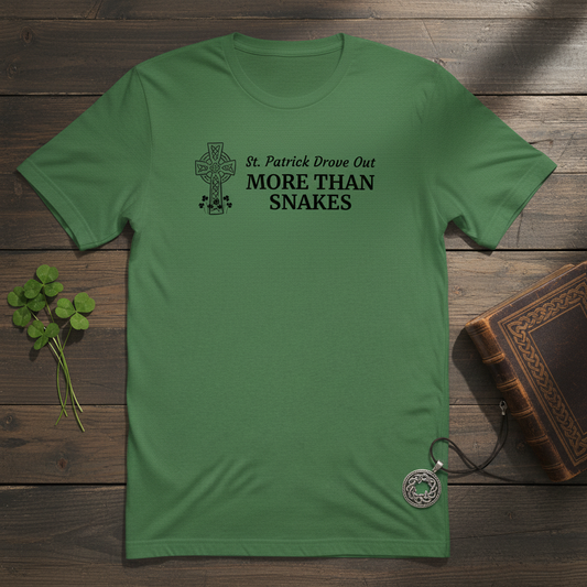 St. Patrick Drove Out More Than Snakes T-Shirt Styled Flat Lay - Revised