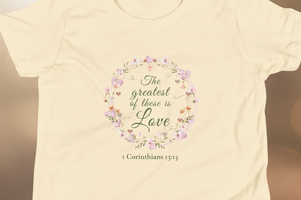 The Greatest of These is Love Youth Tee Close-Up